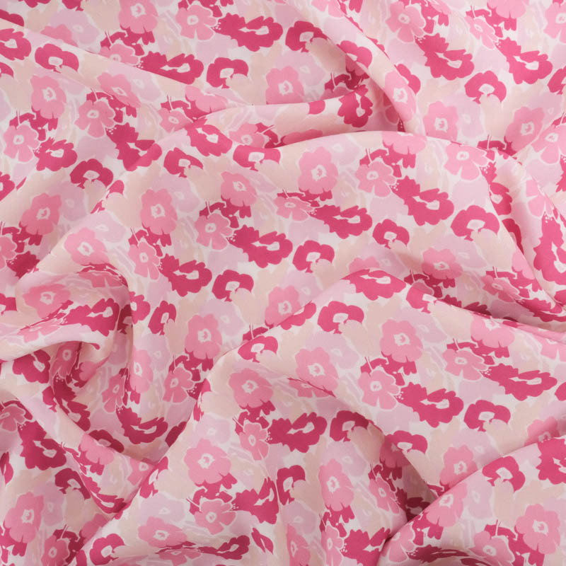 Viscose Impression Digitale Fleuri Nuances Roses - Maison Klem